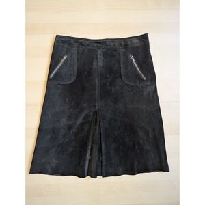 Context Vintage‎ 90s Y2K Black Suede Skirt Sz 10 Pockets